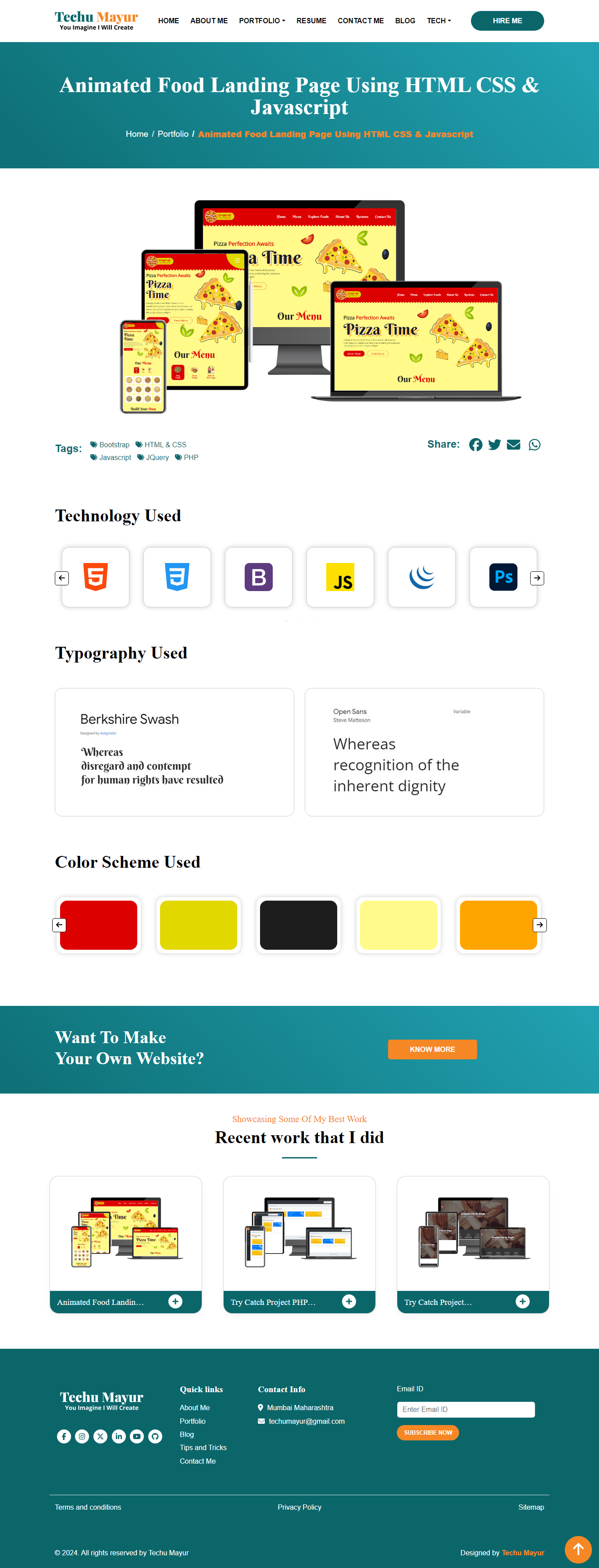 Animated  Food Landing  Page Using HTML  CSS & Javascript