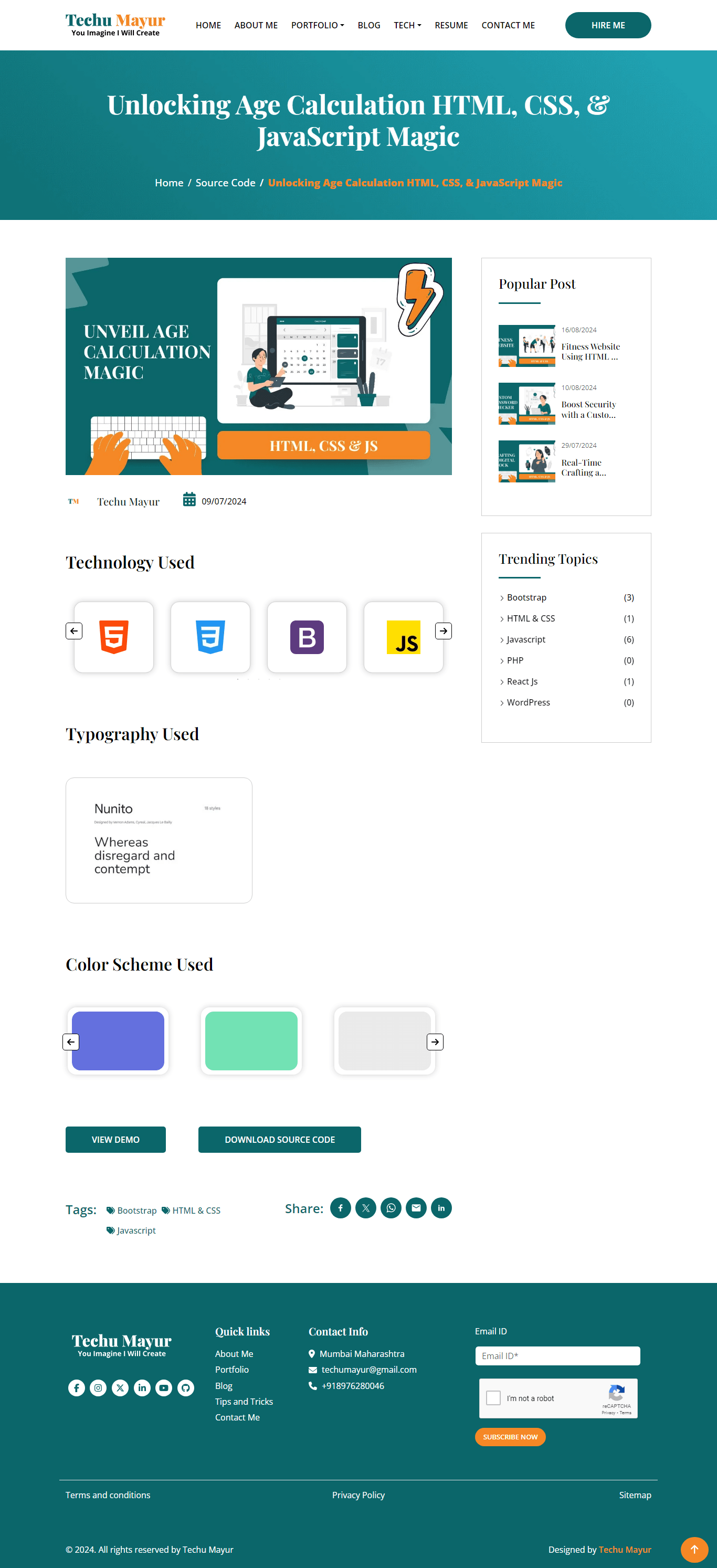 Quiz app by Techu Mayur with HTML, CSS, and JavaScript