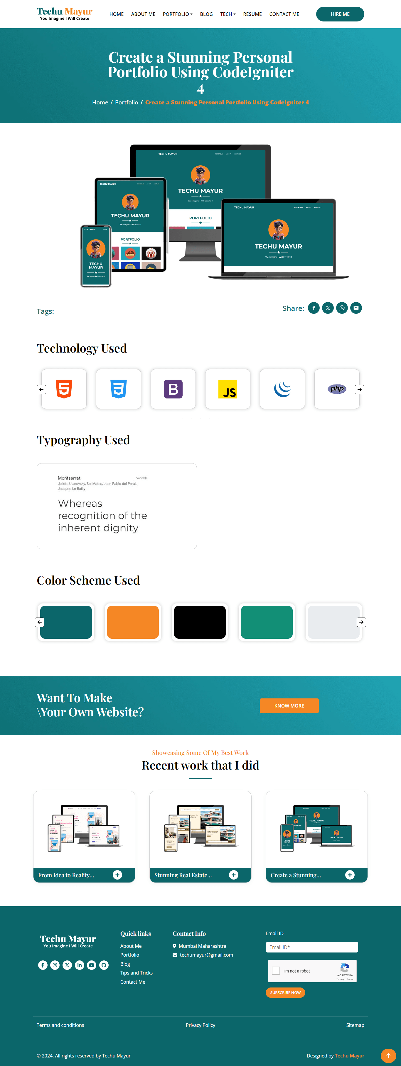 Personal portfolio using CodeIgniter 4