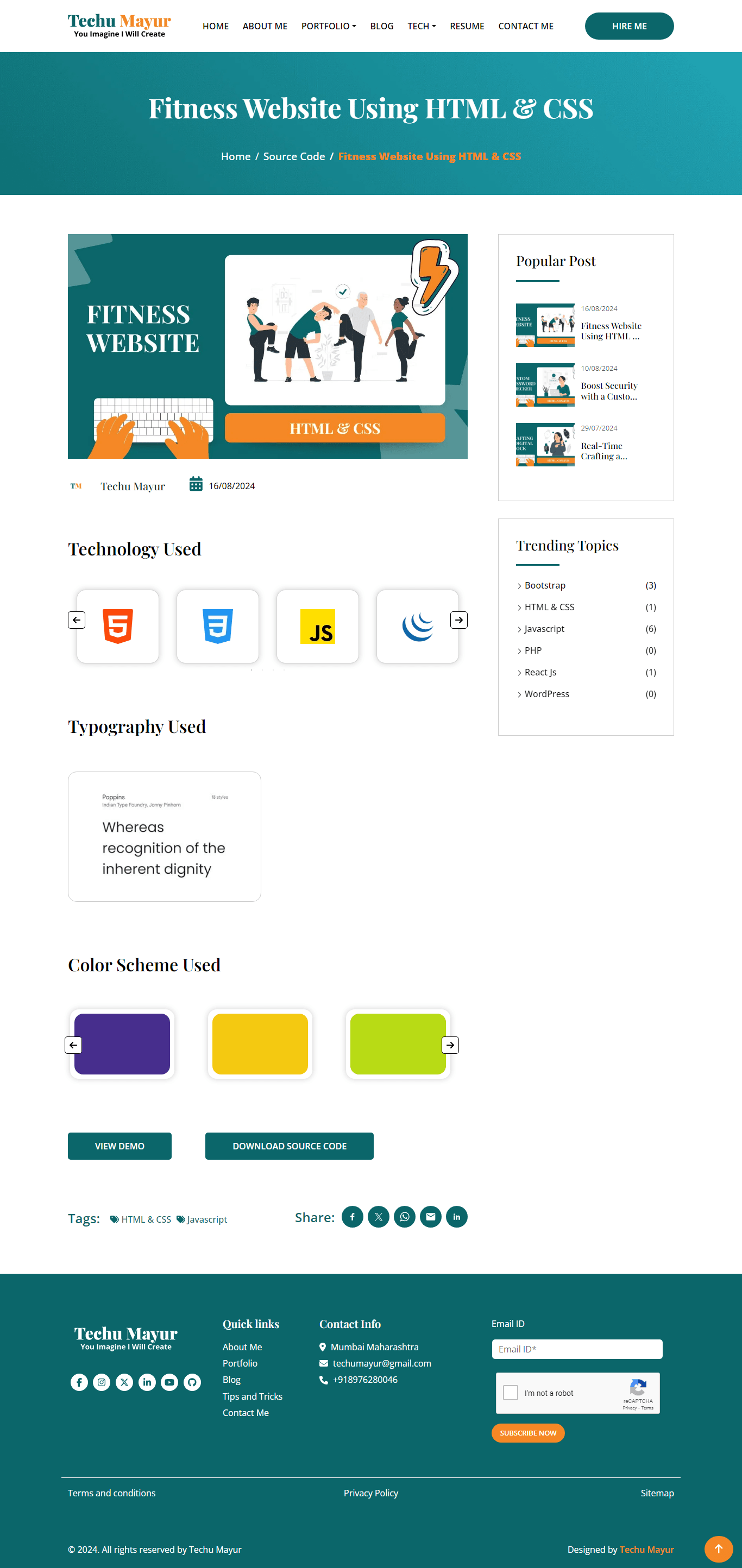 Fitness Website Using HTML & CSS